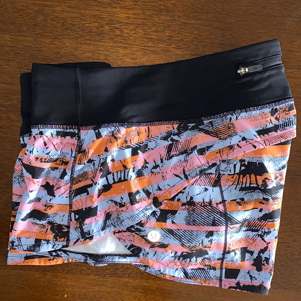 lululemon athletica Black and Orange Athletic Shorts